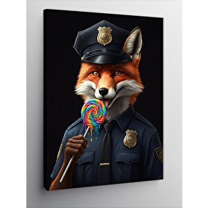 Kanvas Tablo Lolipoplu Polis Tilki 100x140 cm