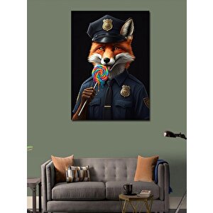 Kanvas Tablo Lolipoplu Polis Tilki 100x140 cm