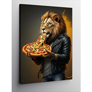 Kanvas Tablo Pizza Yiyen Aslan 100x140 cm