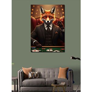 Kanvas Tablo Poker Oynayan Tilki 70x100 cm