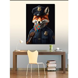 Kanvas Tablo Lolipoplu Polis Tilki 70x100 cm