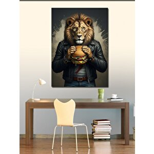 Kanvas Tablo Hamburger Ve Aslan 70x100 cm