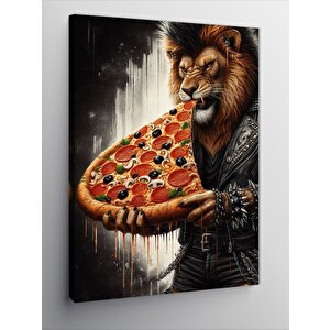 Kanvas Tablo Pizza Yiyen Aslan 50x70 cm