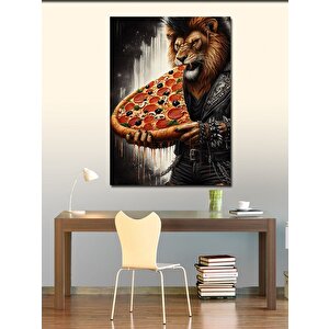 Kanvas Tablo Pizza Yiyen Aslan 50x70 cm