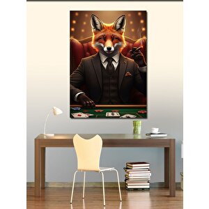 Kanvas Tablo Poker Oynayan Tilki 100x140 cm