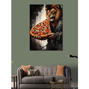 Kanvas Tablo Pizza Yiyen Aslan 100x140 cm