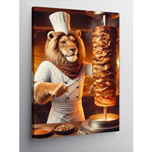Kanvas Tablo Döner Kesen Aslan 70x100 cm