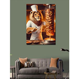 Kanvas Tablo Döner Kesen Aslan 70x100 cm
