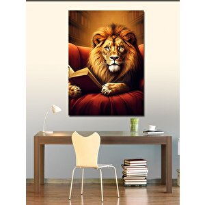 Kanvas Tablo Kırmızı Koltukta Aslan 50x70 cm