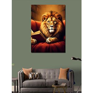 Kanvas Tablo Kırmızı Koltukta Aslan 50x70 cm