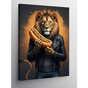 Kanvas Tablo Hotdog Tutan Aslan 70x100 cm