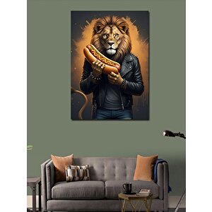 Kanvas Tablo Hotdog Tutan Aslan 50x70 cm