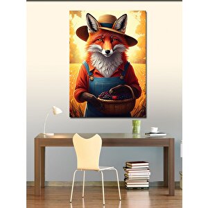 Kanvas Tablo Sepet Tutan Tilki 70x100 cm