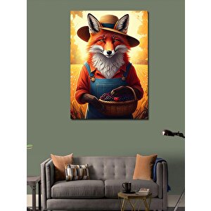 Kanvas Tablo Sepet Tutan Tilki 70x100 cm