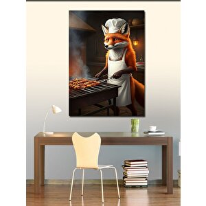 Kanvas Tablo Şiş Kebap Yapan Tilki 100x140 cm