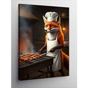 Kanvas Tablo Şiş Kebap Yapan Tilki 50x70 cm
