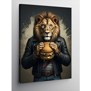 Kanvas Tablo Hamburger Ve Aslan 50x70 cm