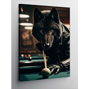 Kanvas Tablo Bilardo Oynayan Kurt 100x140 cm