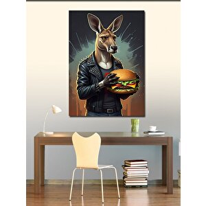 Kanvas Tablo Burger Tutan Kanguru 100x140 cm