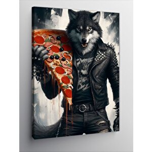 Kanvas Tablo Pizza Yiyen Kurt 100x140 cm