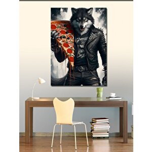 Kanvas Tablo Pizza Yiyen Kurt 100x140 cm