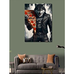Kanvas Tablo Pizza Yiyen Kurt 100x140 cm