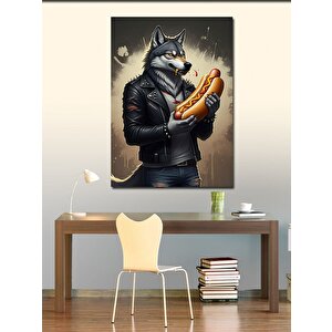 Kanvas Tablo Sosisli Tutan Kurt 70x100 cm