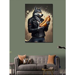 Kanvas Tablo Sosisli Tutan Kurt 70x100 cm