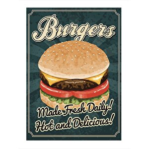 Hamburger Temalı Tasarım Mdf Tablo 35cm X50cm 35x50 cm