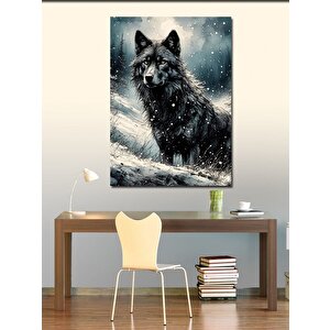 Kanvas Tablo Karlı Kurt 50x70 cm