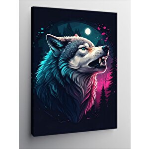 Kanvas Tablo Gece Uluyan Kurt 50x70 cm