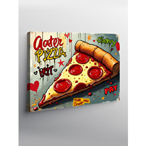 Kanvas Tablo Renkli Pizza İllüstrasyonu 50x70 cm