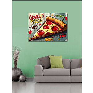 Kanvas Tablo Renkli Pizza İllüstrasyonu 70x100 cm
