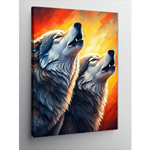 Kanvas Tablo Uluyan Kurtlar 50x70 cm