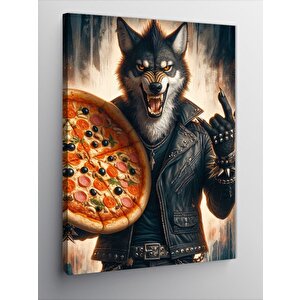 Kanvas Tablo Pizza Yiyen Kurt 50x70 cm