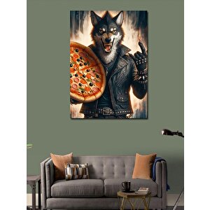 Kanvas Tablo Pizza Yiyen Kurt 50x70 cm