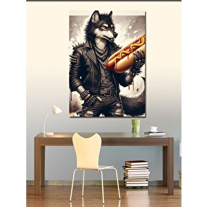 Kanvas Tablo Sosisli Tutan Kurt 70x100 cm