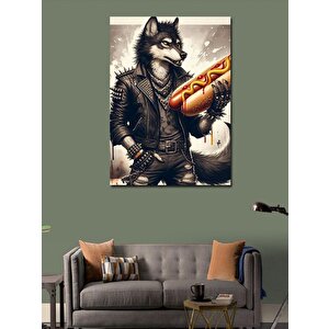 Kanvas Tablo Sosisli Tutan Kurt 70x100 cm