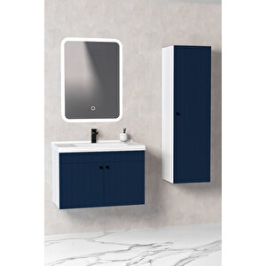 Avien 80 Cm Banyo Dolabı Cmr Aynalı - Boy Dolap Dahil Lacivert