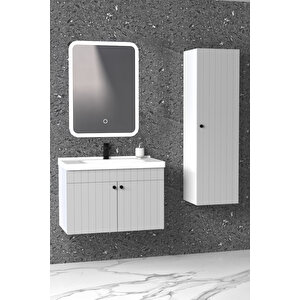 Avien 80 Cm Banyo Dolabı Cmr Aynalı - Boy Dolap Dahil Gri
