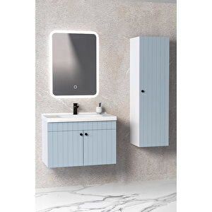 Avien 80 Cm Banyo Dolabı Cmr Aynalı - Boy Dolap Dahil Mavi