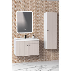 Avien 80 Cm Banyo Dolabı Cmr Aynalı - Boy Dolap Dahil Krem