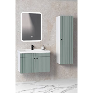 Avien 80 Cm Banyo Dolabı Cmr Aynalı - Boy Dolap Dahil Yeşil