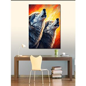 Kanvas Tablo Uluyan Kurtlar 100x140 cm