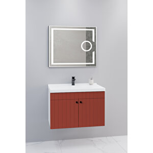 Avien 80 Cm Banyo Dolabı Kiev Aynalı - Boy Dolap Hariç Kiremit