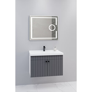 Avien 80 Cm Banyo Dolabı Kiev Aynalı - Boy Dolap Hariç Antrasit