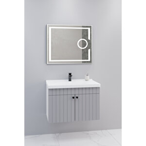 Avien 80 Cm Banyo Dolabı Kiev Aynalı - Boy Dolap Hariç Gri