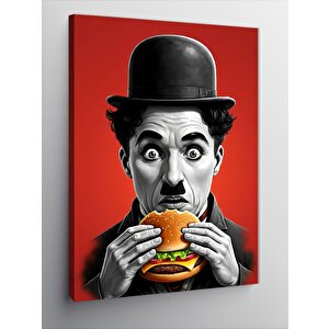 Kanvas Tablo Chaplin Ve Hamburger 70x100 cm