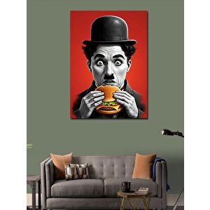 Kanvas Tablo Chaplin Ve Hamburger 70x100 cm