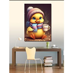 Kanvas Tablo Sıcak Kupa Tutan Ördek Yavrusu 70x100 cm